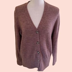 Marled  Heathered Dusty Rose Grandpa Style Cardigan Sweater M